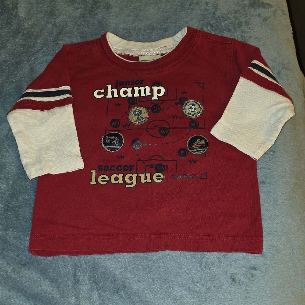 Red and White Long Sleeve Sports Tee